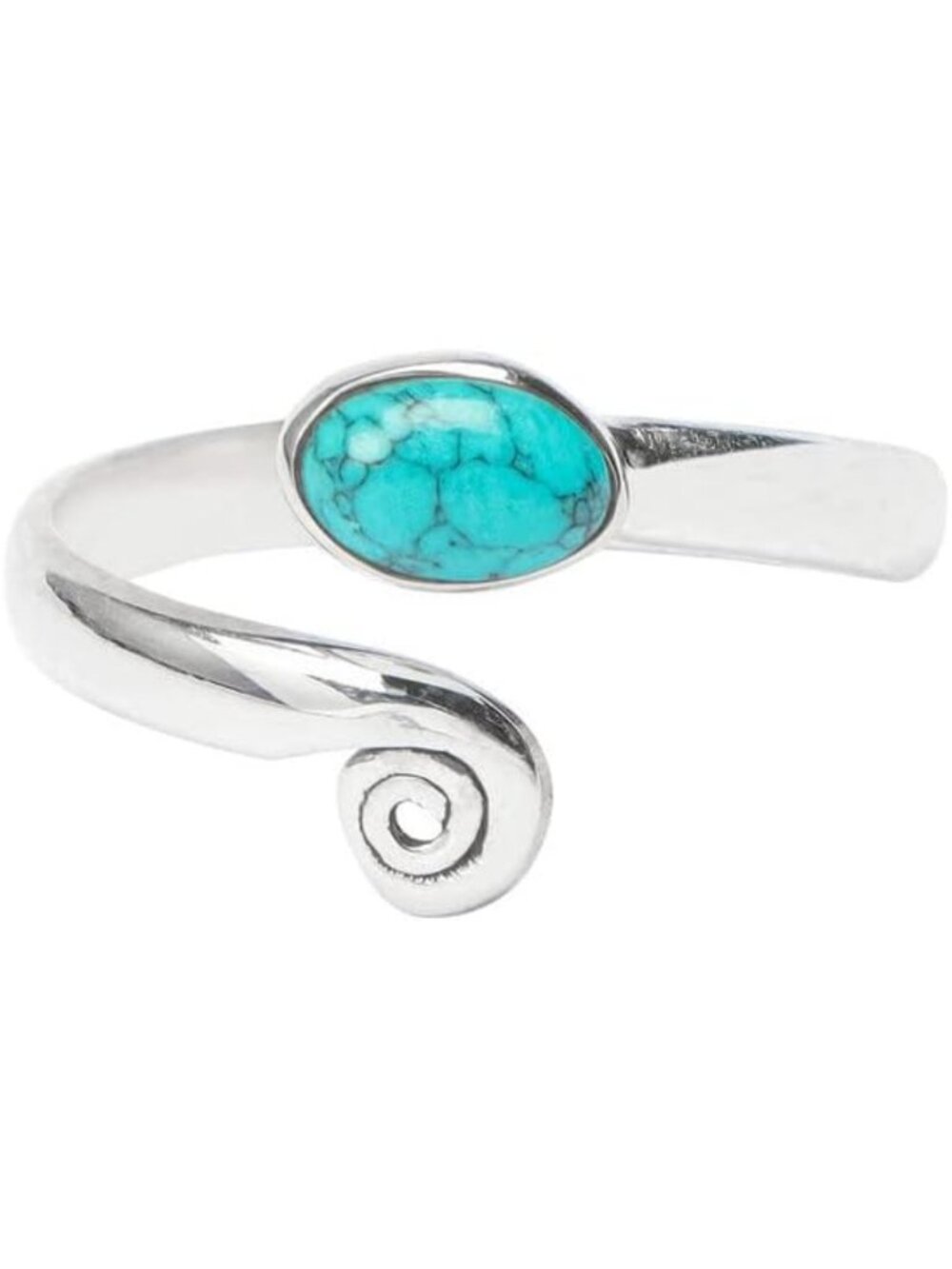 Turquoise Stone 925 Sterling Silver Adjustable Toe Ring - Handmade Body Jewelry